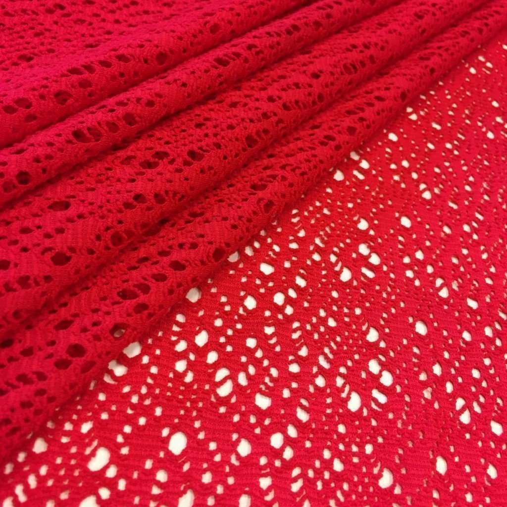 Tissu Jersey ajouré Rouge