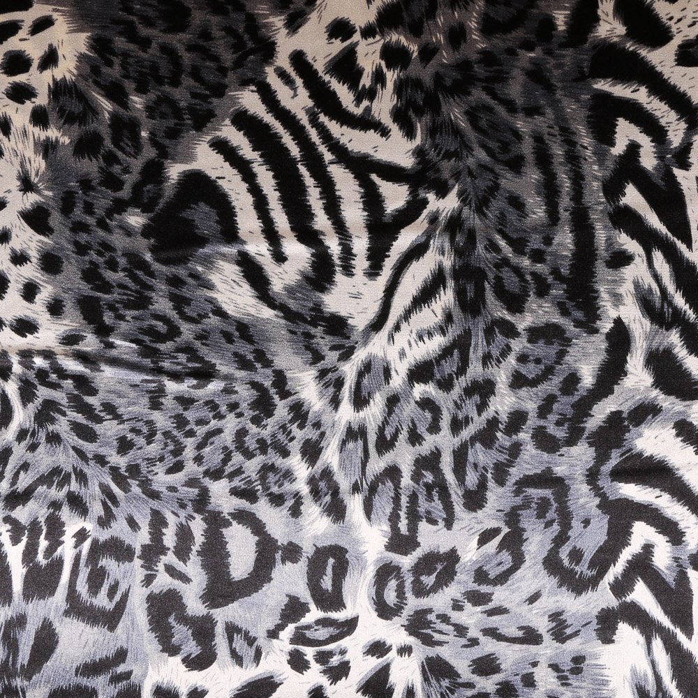 Tissu Satin Panthère Bleu gris