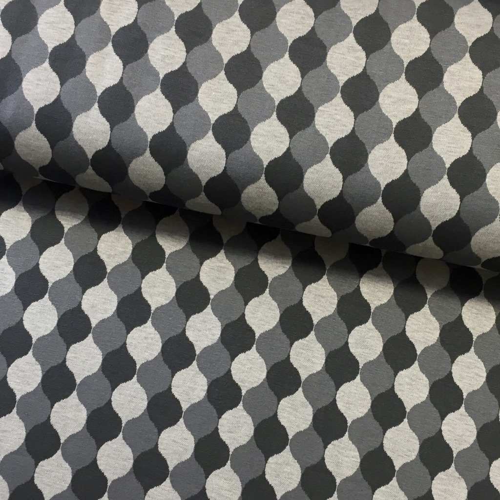 Tissu Maille jacquard Gris foncé Motifs géométriques Gris