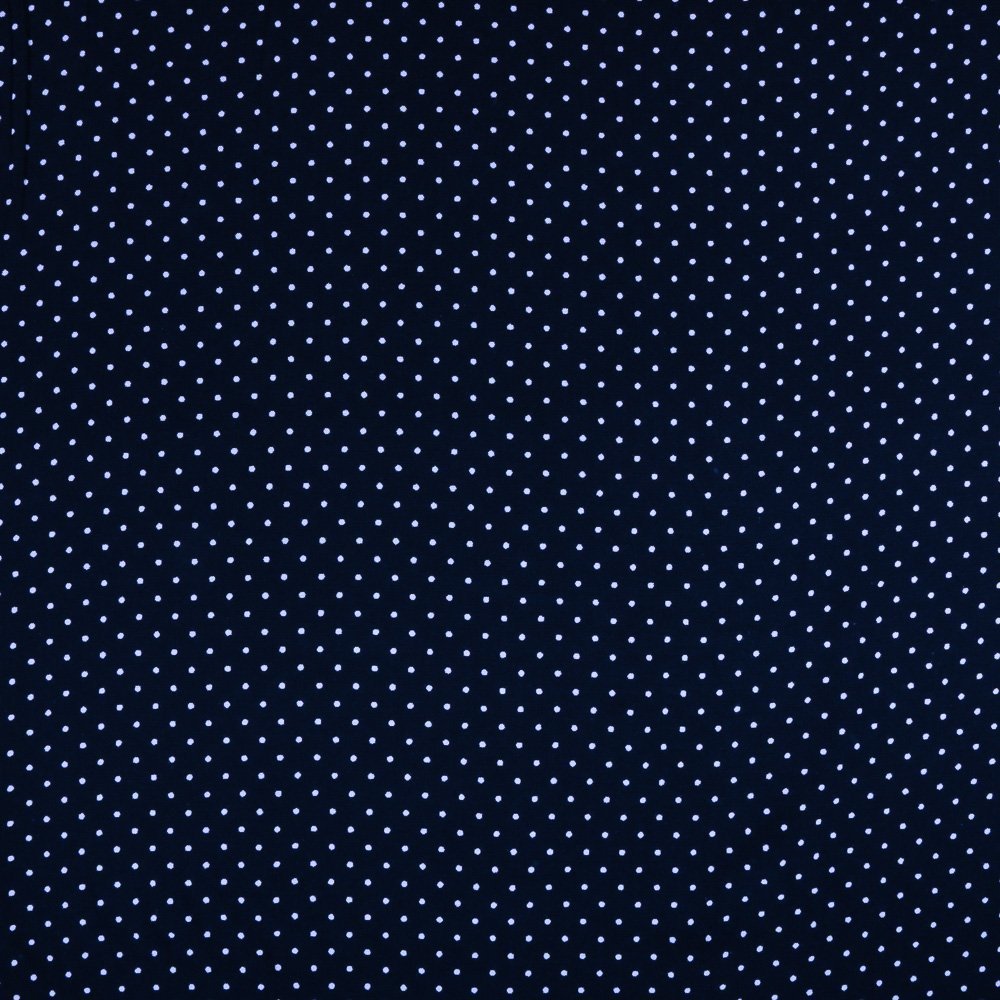 Tissu Viscose légère Marine Pois 2mm Blancs