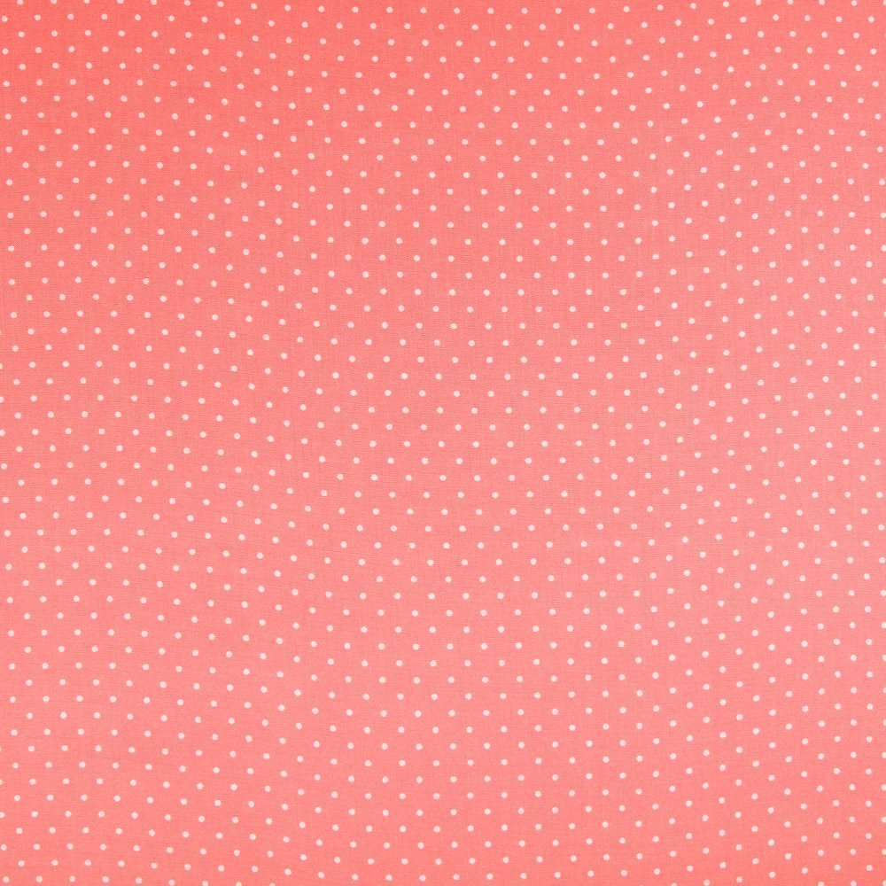 Tissu Viscose légère Saumon Pois 2mm Blancs