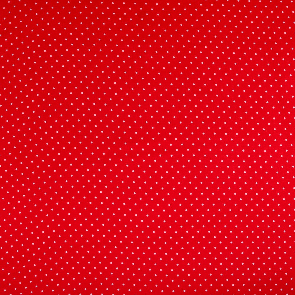 Tissu Viscose légère Rouge Pois 2mm Blancs