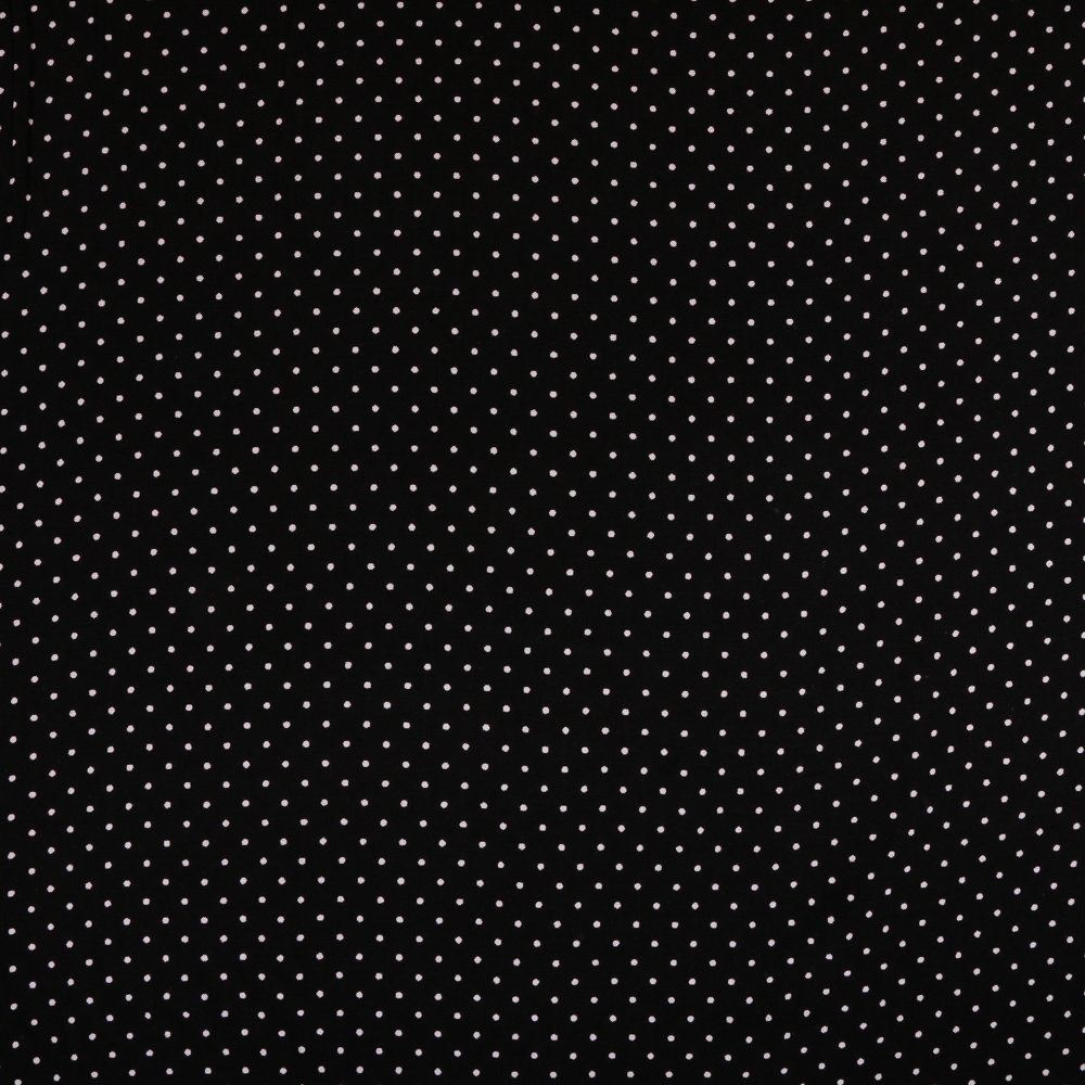 Tissu Viscose légère Noir Pois 2mm Blancs
