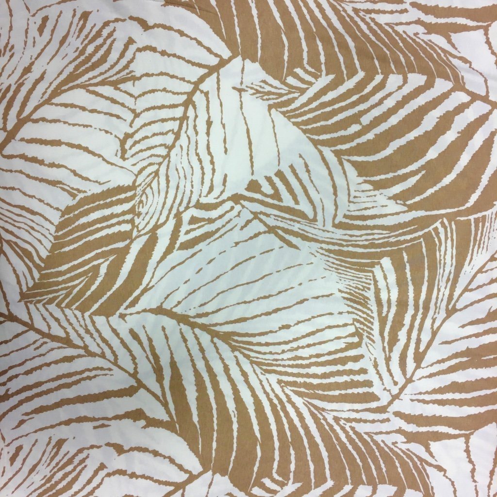 Tissu Jersey viscose Blanc Feuilles Beiges