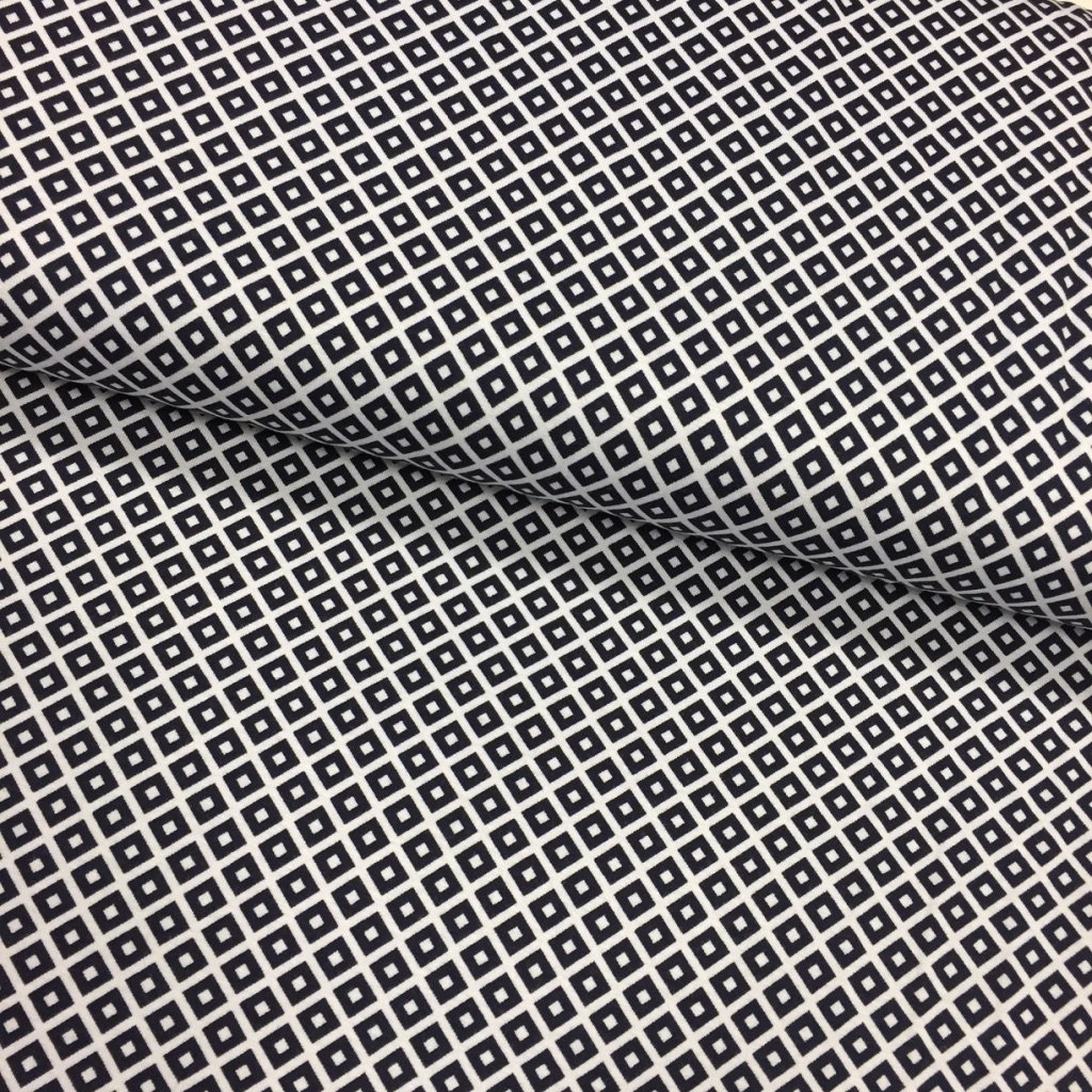 Tissu Jersey viscose Blanc Motifs géométriques Bicolores