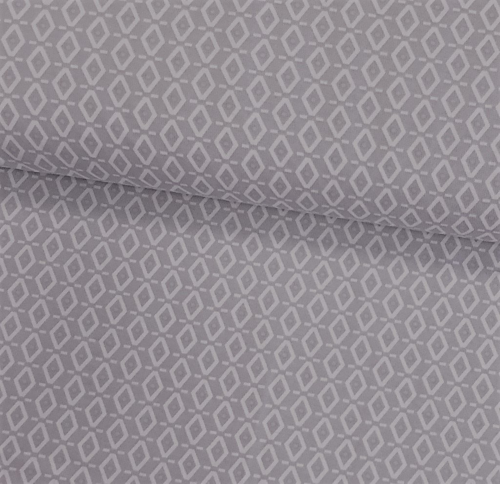 Tissu Jersey interlock Gris clair Losanges Blancs
