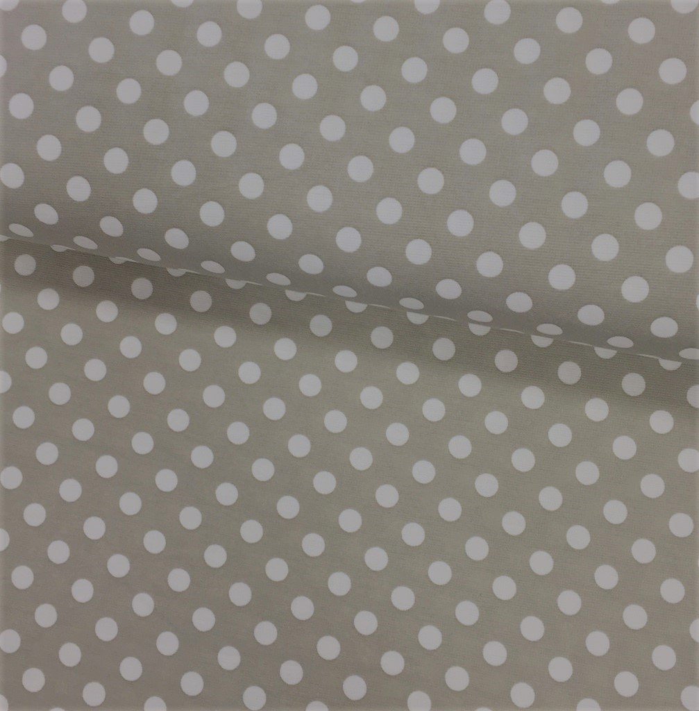 Tissu Jersey interlock Sable Pois de 1 cm Blancs