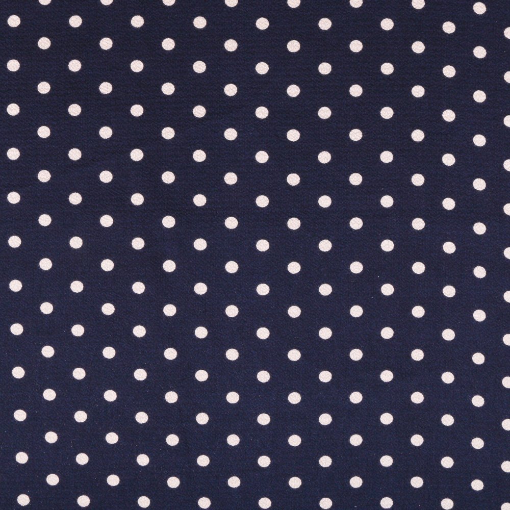 Tissu Crêpe Marine Pois Beige