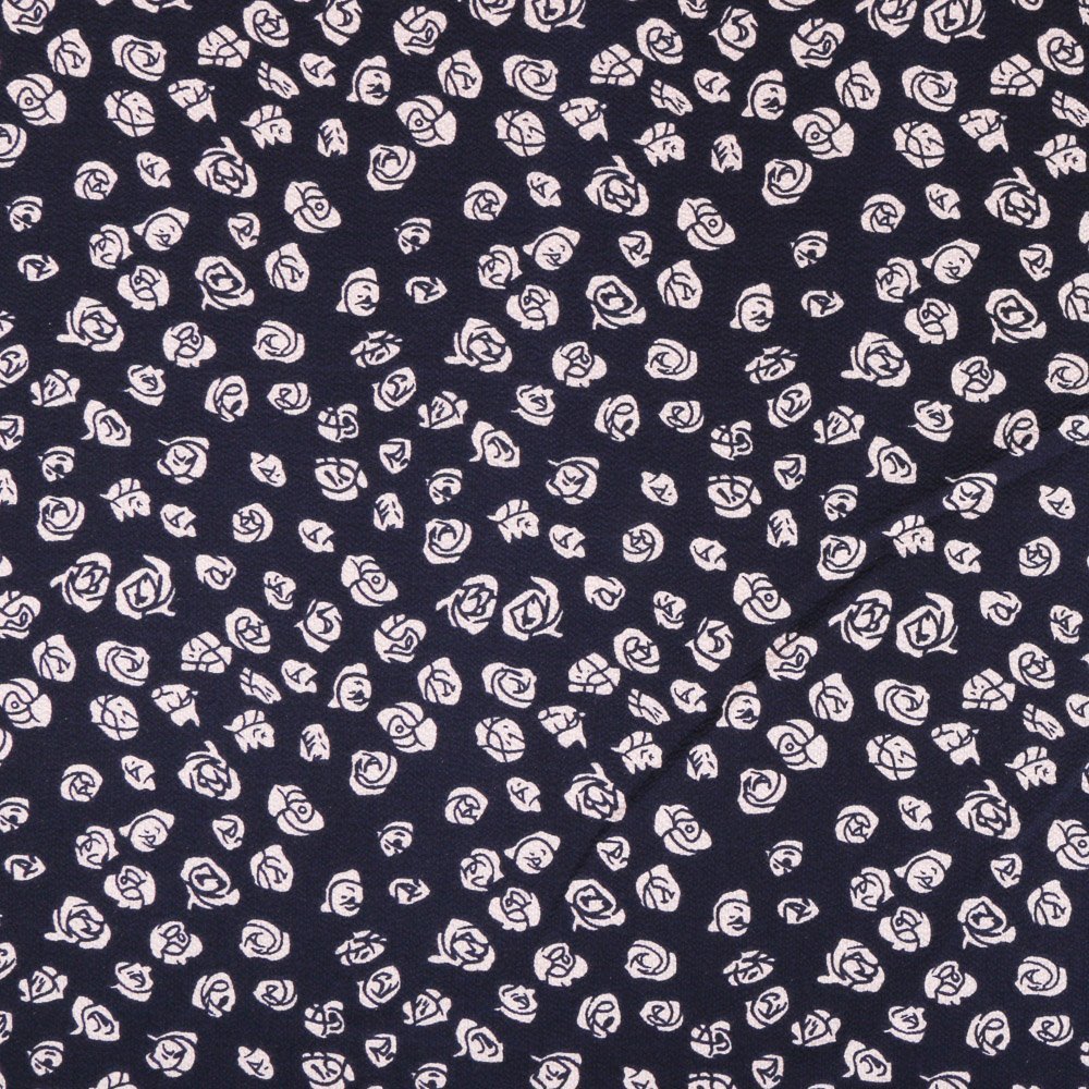 Tissu Crêpe Marine Roses Beige