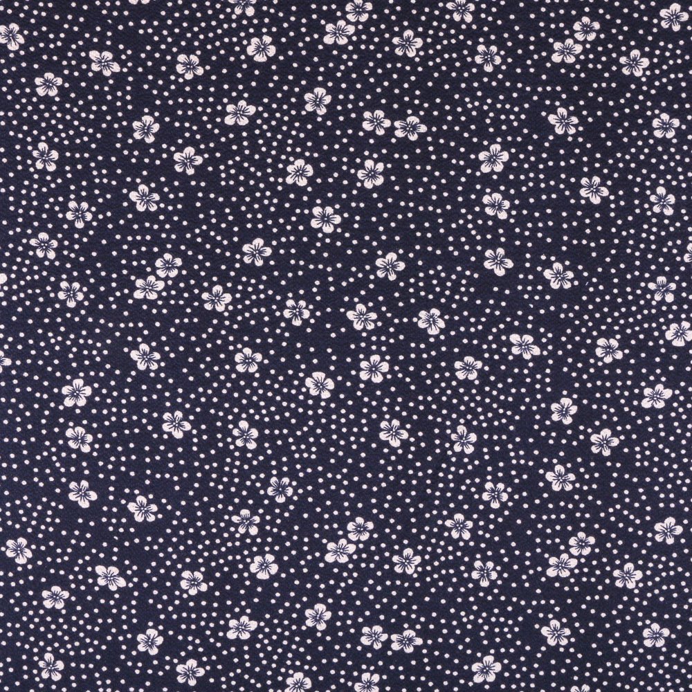 Tissu Crêpe Marine Fleurs et points Beige