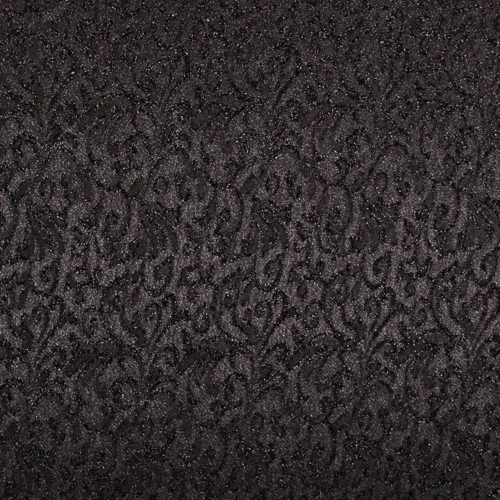Tissu Jacquard Effet Dentelle Noir
