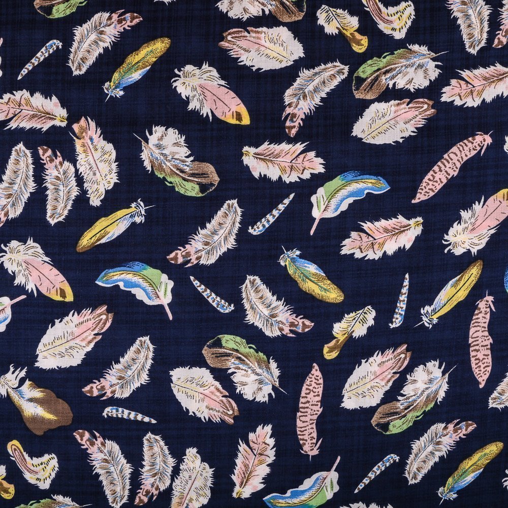 Tissu Viscose Marine Plumes Multicolore
