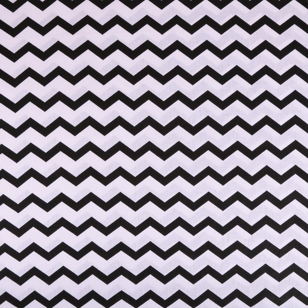 Tissu Coton Arty Noir Chevrons Blancs