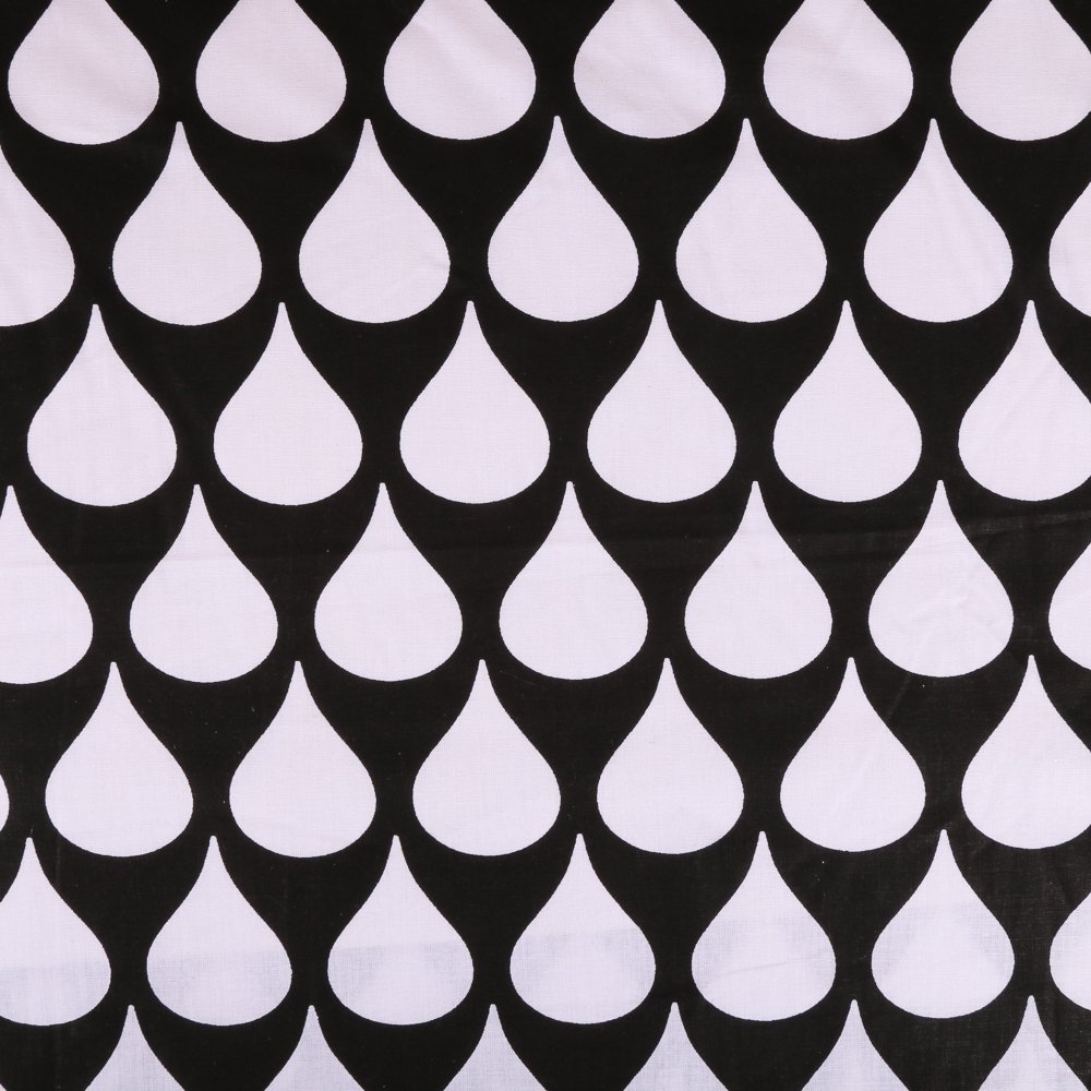 Tissu Coton Arty Noir Gouttes Blanches