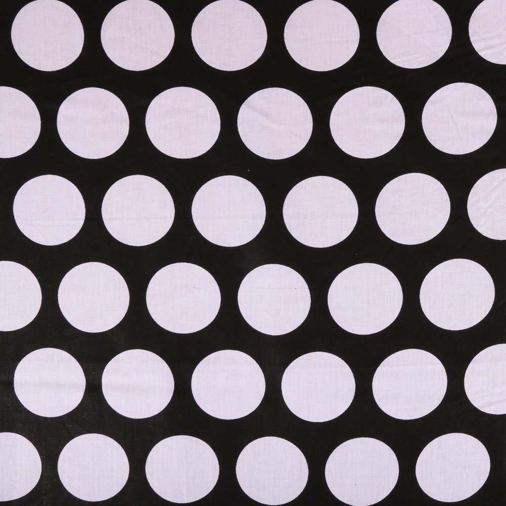 Tissu Coton Arty Noir Cercles Blancs