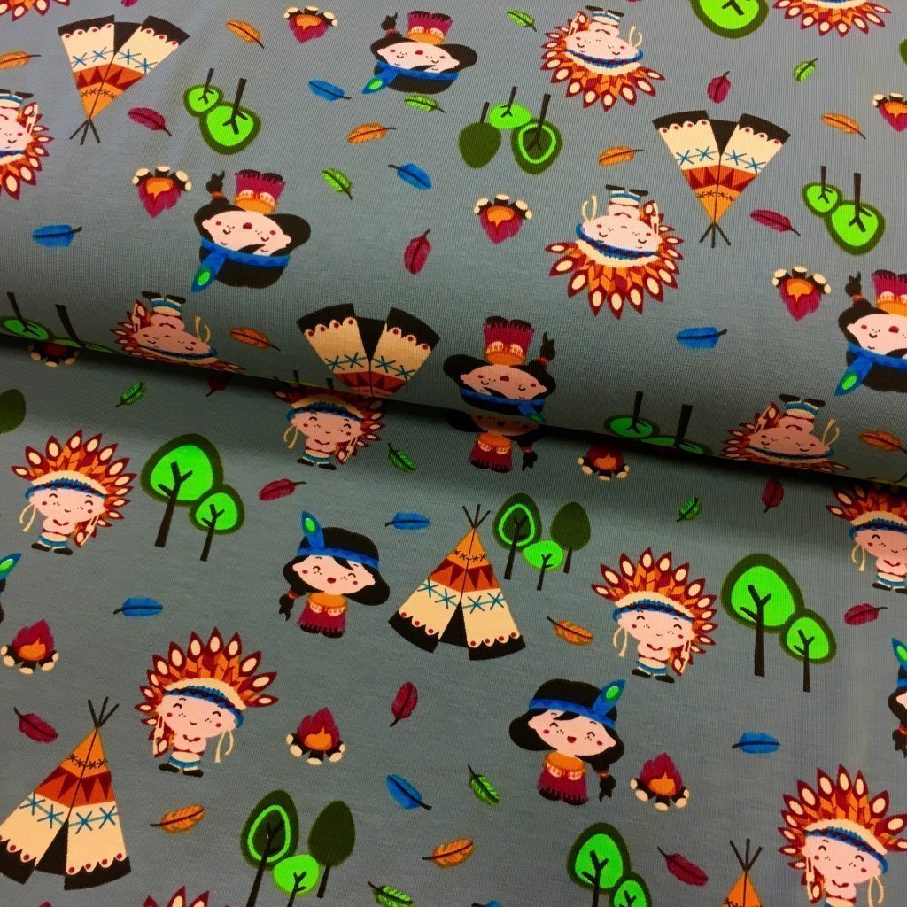 Tissu Jersey viscose Gris Tipis et indiens Beiges et oranges