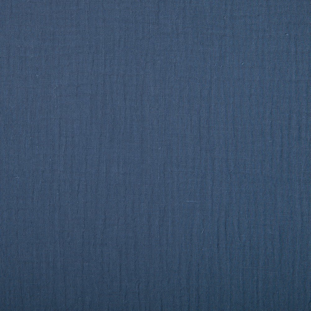 Tissu Double gaze de coton uni Bleu ancien
