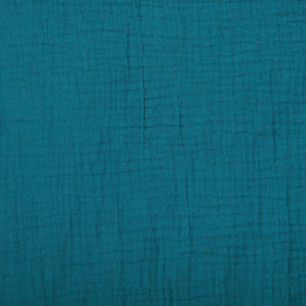 Tissu Double gaze de coton uni Bleu pétrole