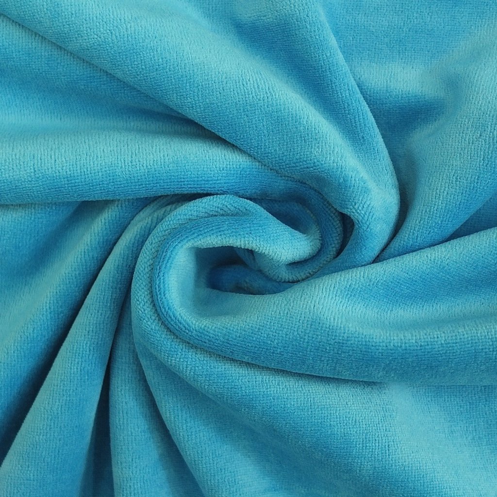 Tissu Jersey Velours tout doux Bleu turquoise