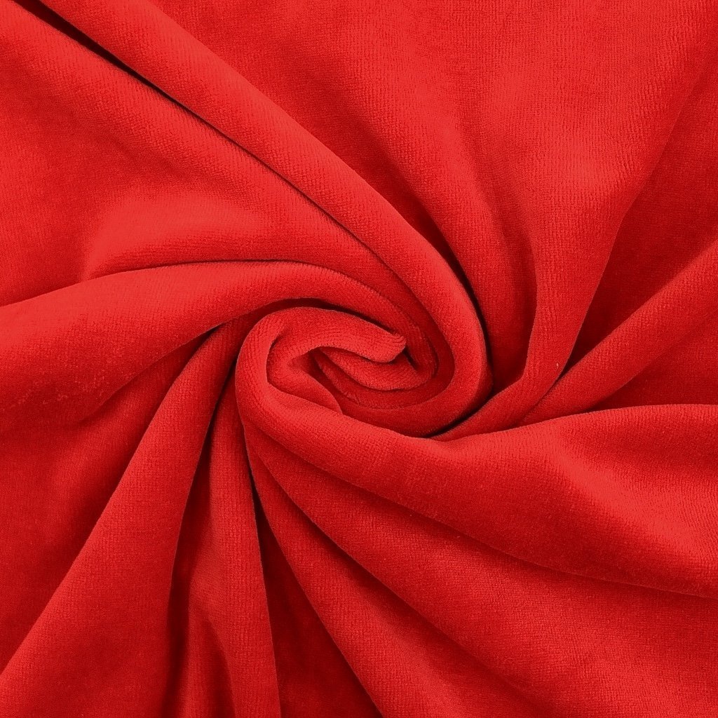 Tissu Jersey Velours tout doux Rouge
