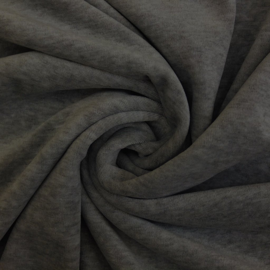Tissu Jersey Velours tout doux Gris chiné foncé