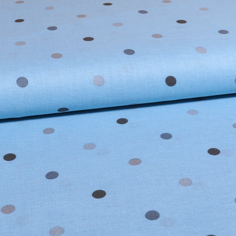 Tissu Coton LittleBird Pois multicolores Bleu ciel