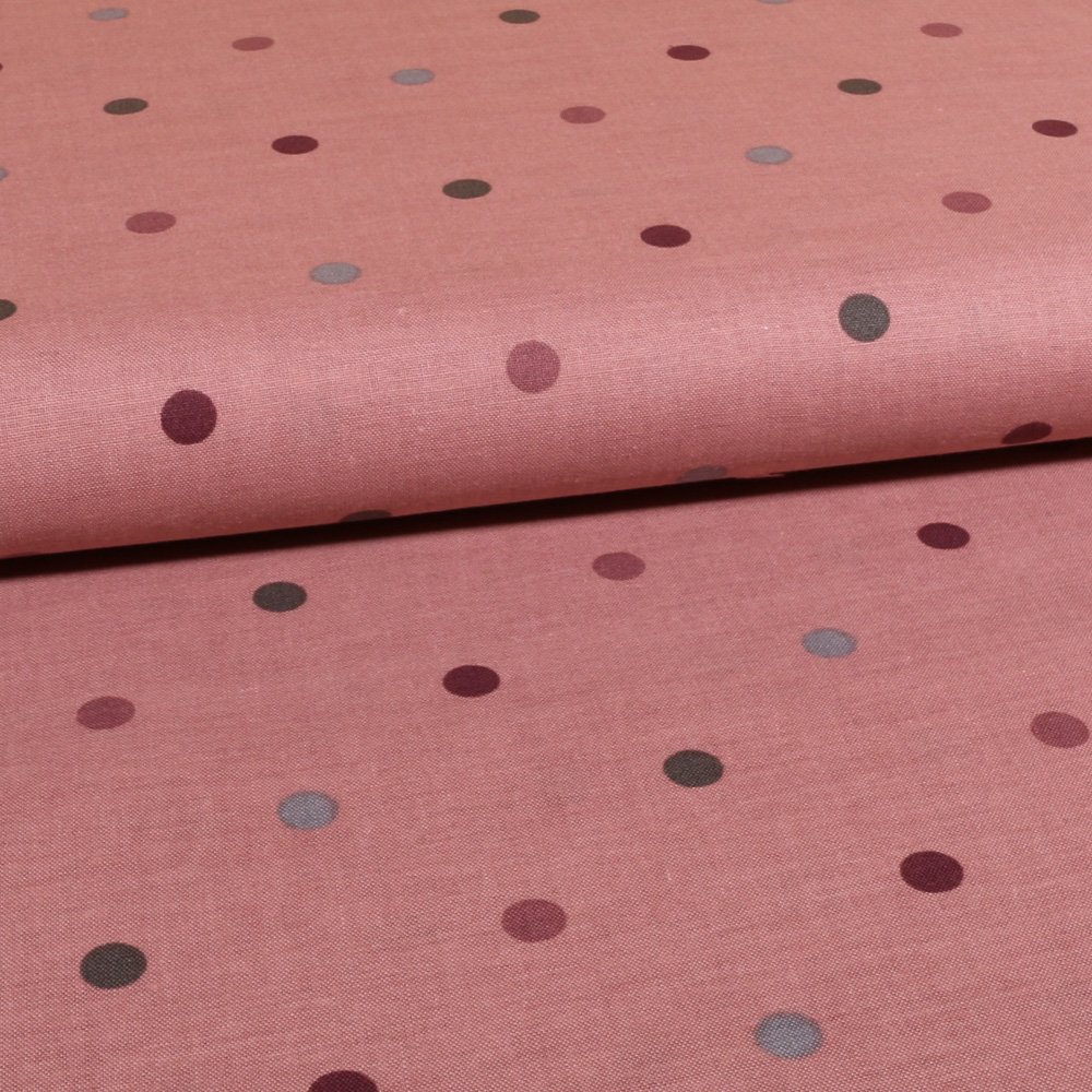 Tissu Coton LittleBird Pois multicolores Vieux rose