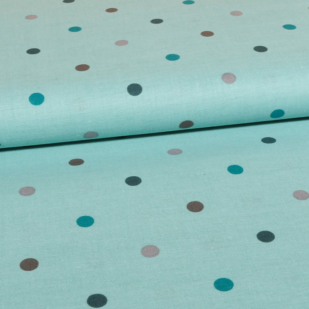 Tissu Coton LittleBird Pois multicolores Menthe
