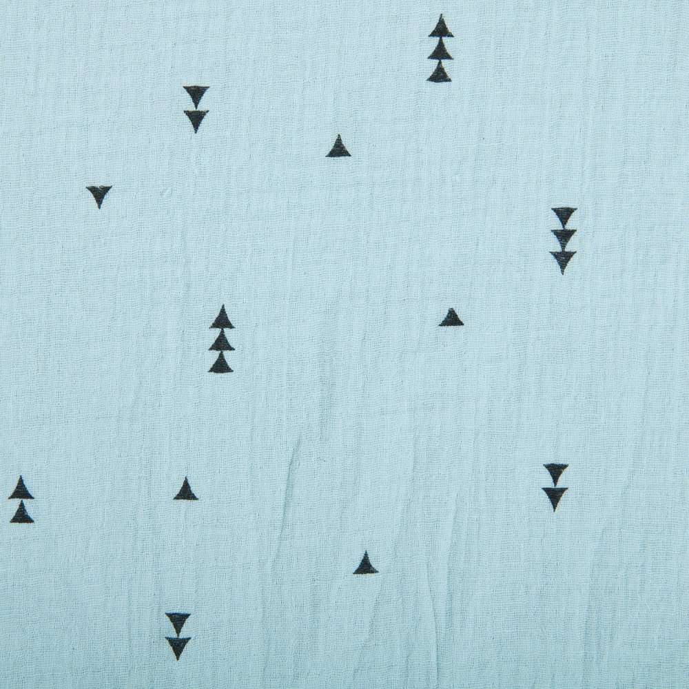 Tissu Double gaze de coton Triangles Vert d'eau