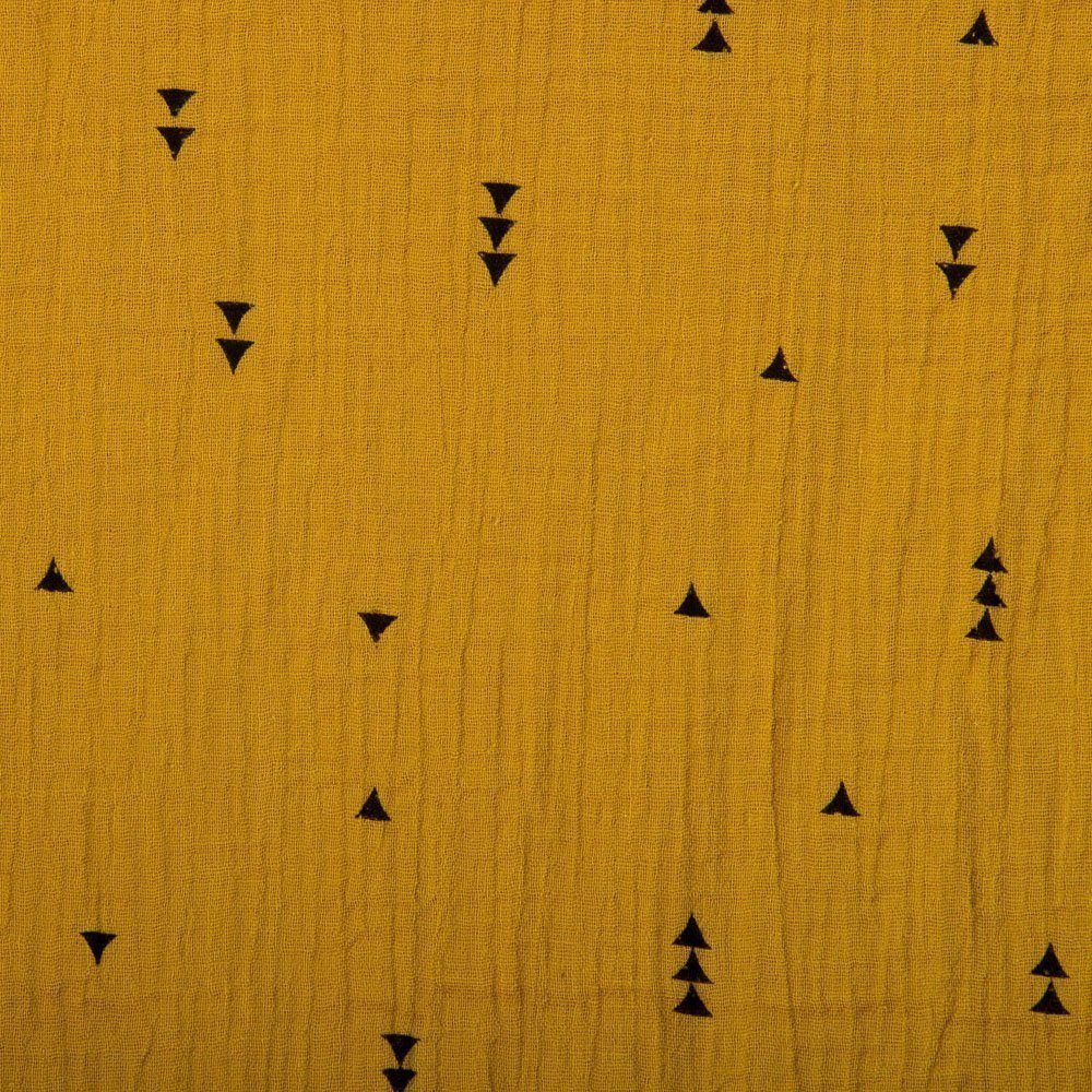 Tissu Double gaze de coton Triangles Jaune ocre