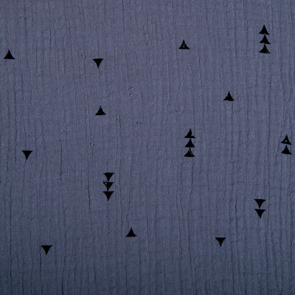Tissu Double gaze de coton Triangles Gris