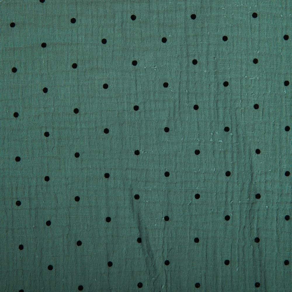 Tissu Double gaze de coton Pois Vert