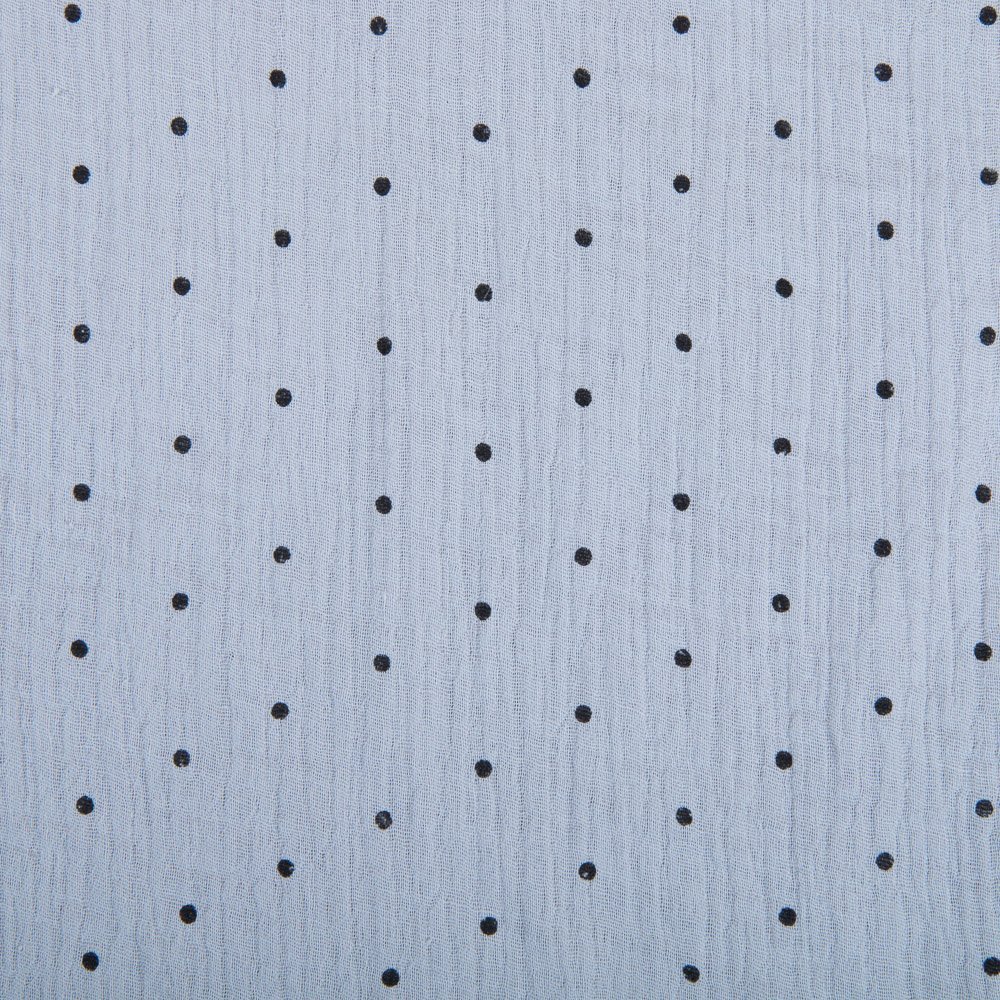 Tissu Double gaze de coton Pois Gris clair