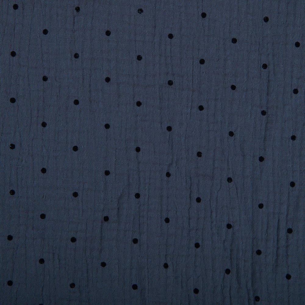 Tissu Double gaze de coton Pois Gris