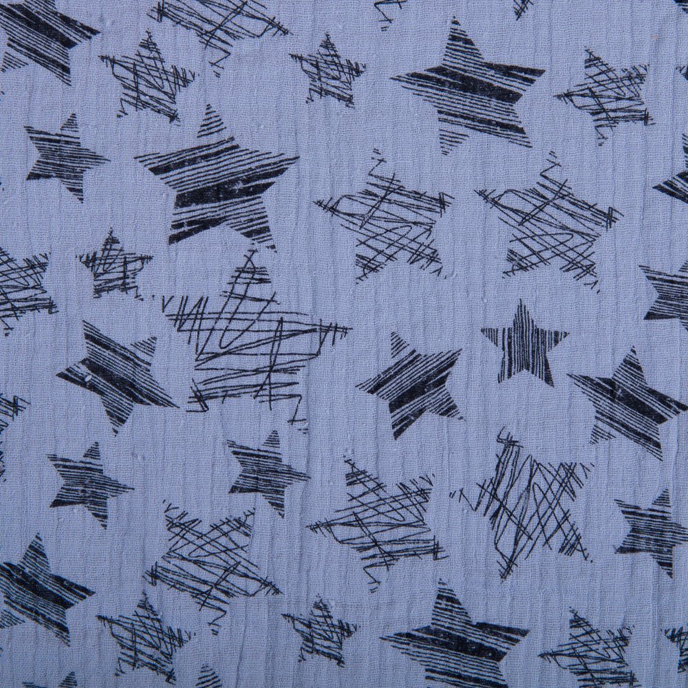 Tissu Double gaze de coton Etoiles Gris clair