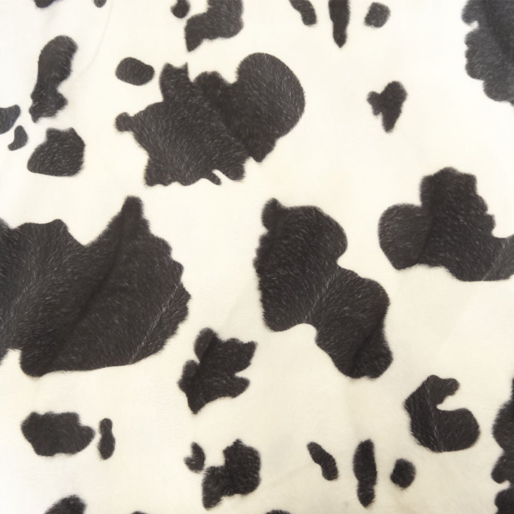 Tissu Velours Peau de bête Vache Blanc et noir