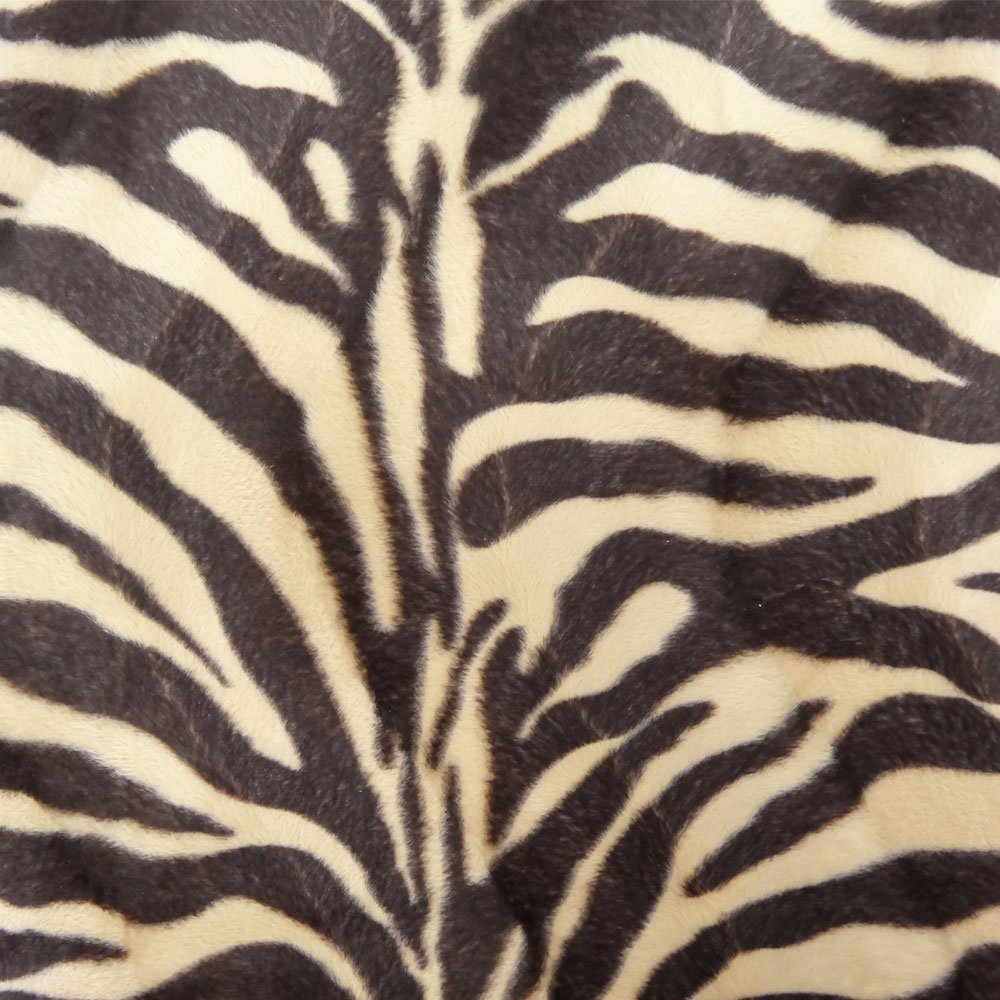 Tissu Velours Peau de bête Zèbre Beige et noir