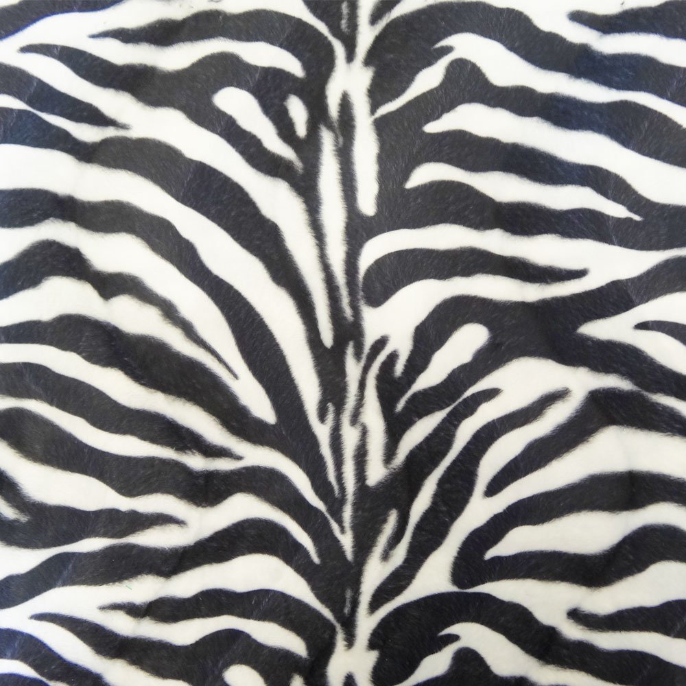 Tissu Velours Peau de bête Zèbre Blanc et noir