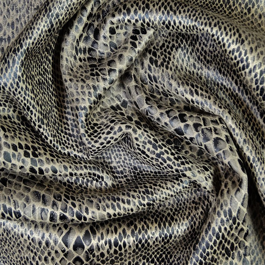 Tissu Simili cuir Serpent Marron taupe