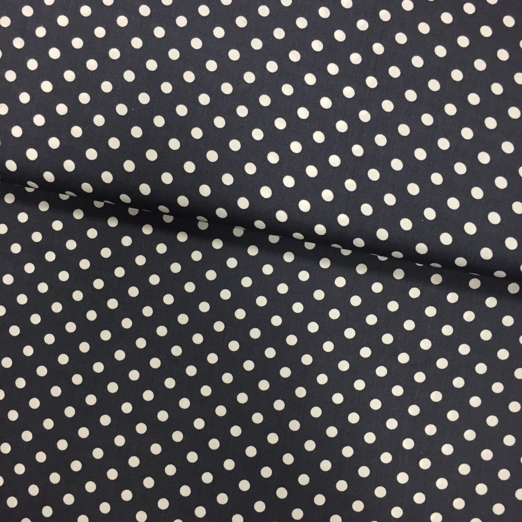 Tissu Coton imprimé Gris foncé Pois 8 mm Blancs