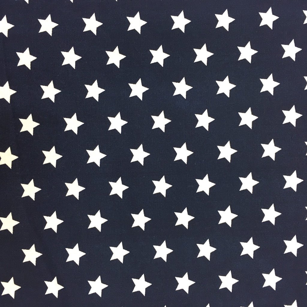 Tissu Coton imprimé Bleu Marine Etoiles Blanches