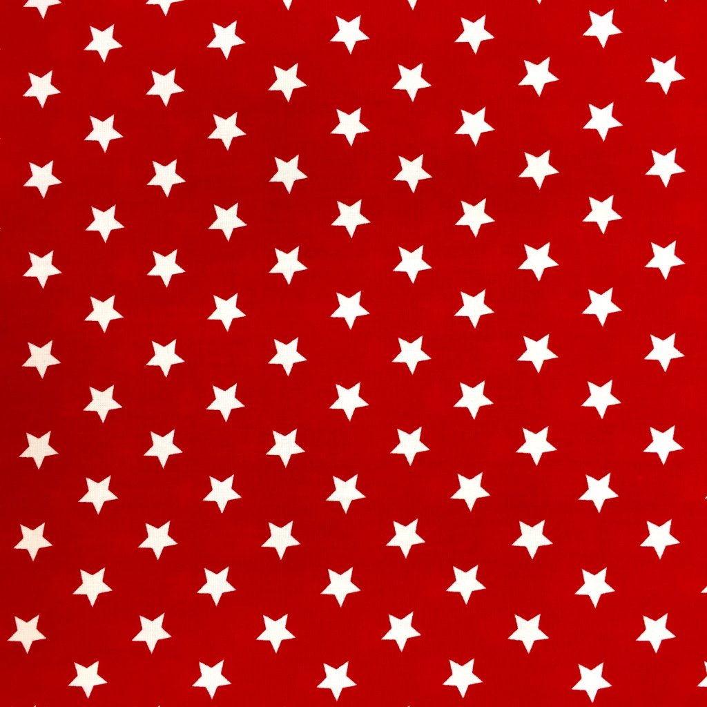 Tissu Coton imprimé Rouge Etoiles Blanches