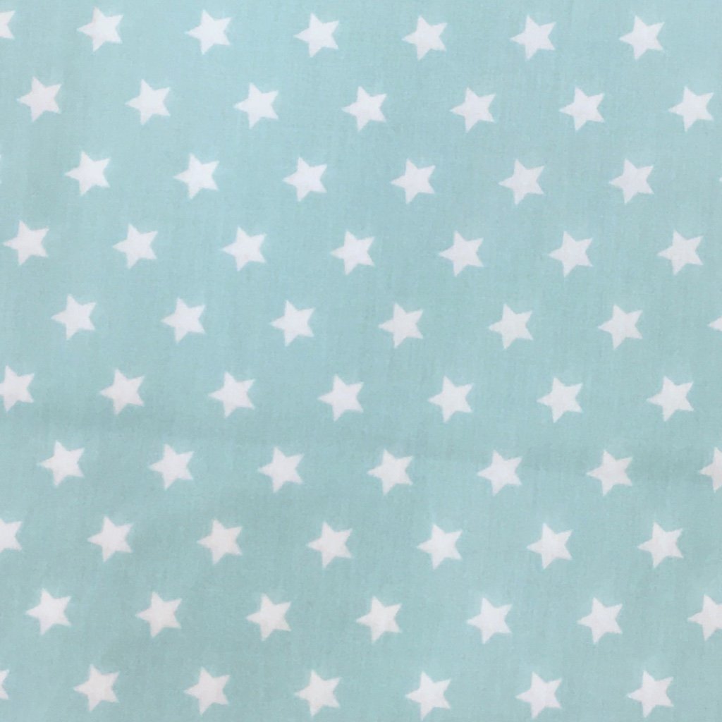 Tissu Coton imprimé Vert menthe Etoiles Blanches