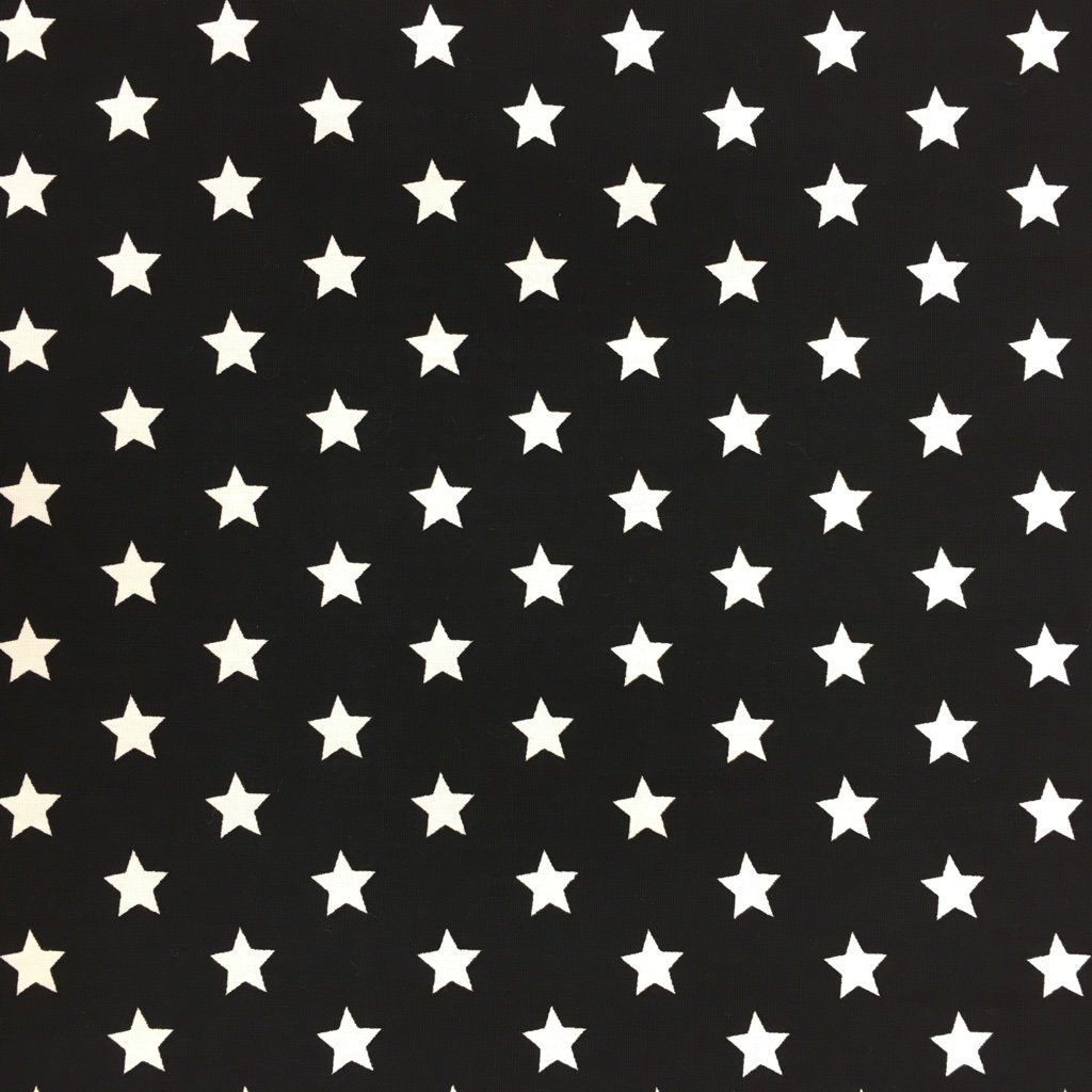 Tissu Coton imprimé Noir Etoiles Blanches