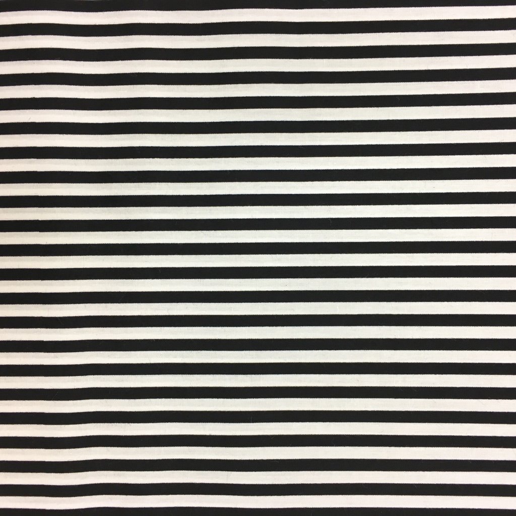 Tissu Coton imprimé marinière Noir et blanc