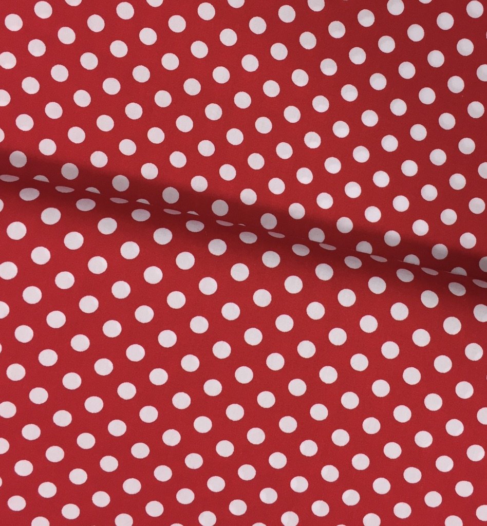 Tissu Coton imprimé Rouge Pois 1 cm Blancs
