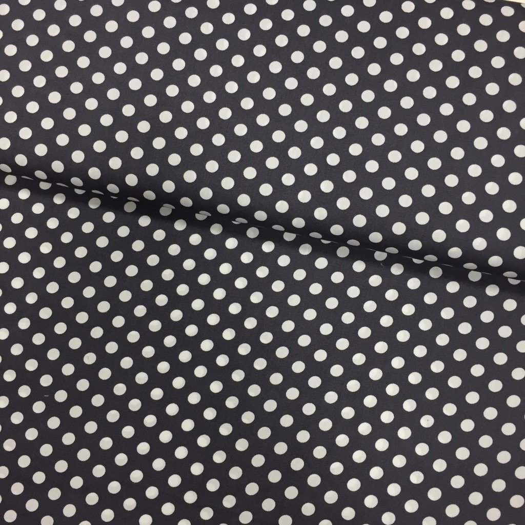 Tissu Coton imprimé Gris foncé Pois 1 cm Blancs