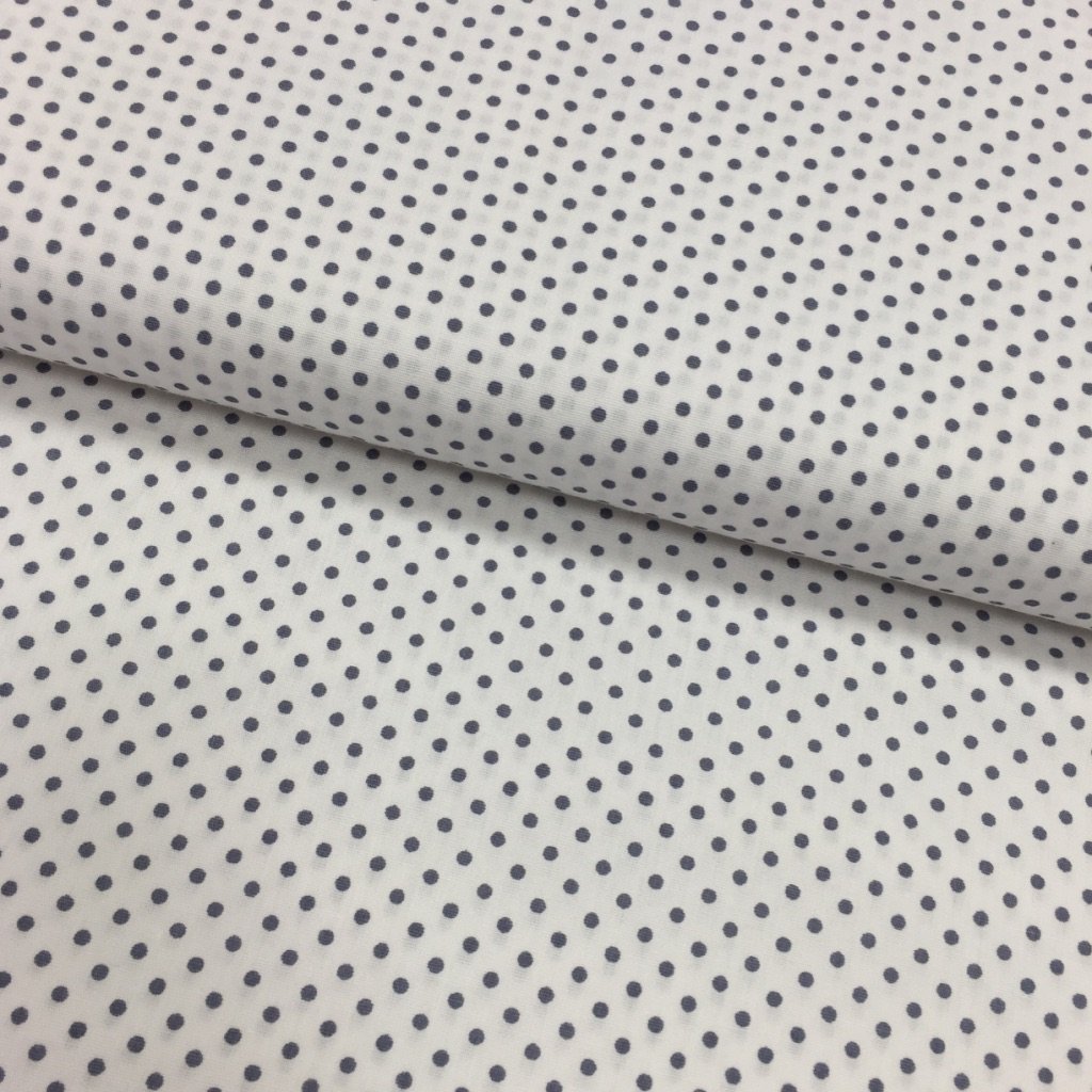 Tissu Coton imprimé Blanc Pois 3 mm Gris
