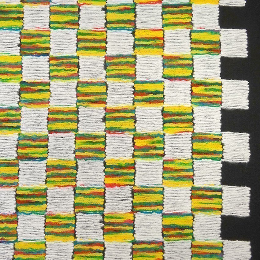 Tissu Lainage Carreaux blanc vert et jaune