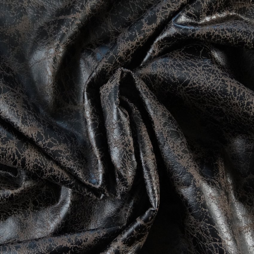 Tissu Simili cuir Marbré Chocolat
